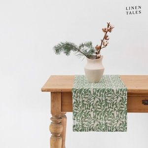 Ľanový behúň na stôl 40x150 cm Evergreen Damask – Linen Tales vyobraziť