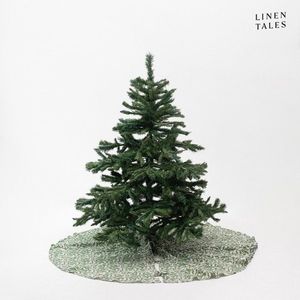 Zelený ľanový okrúhly koberec pod stromček ø 125 cm Evergreen Damask – Linen Tales vyobraziť