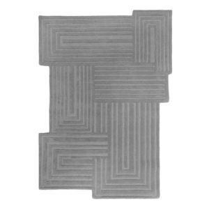 Sivý ručne tkaný vlnený koberec 120x170 cm Zen Rectangles – Flair Rugs vyobraziť