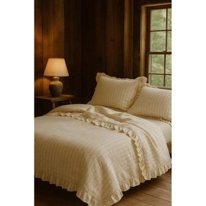 Béžové obliečky na dvojlôžko/predĺžené z bavlny renforcé 240x220 cm Amalia Striped – Mila Home Luxury vyobraziť