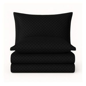 Čierne obliečky na jednolôžko z bavlny renforcé 140x200 cm Checkered – Mila Home Luxury vyobraziť