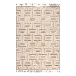 Béžový/krémový ručne tkaný vlnený koberec 200x290 cm Greek Key – Flair Rugs vyobraziť
