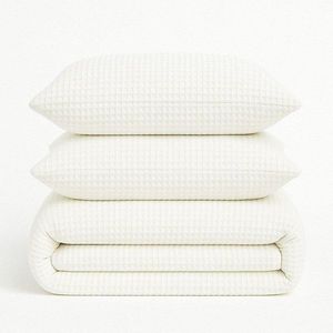 Biele obliečky na dvojlôžko/predĺžené z bavlny renforcé 240x220 cm Waffle Striped – Mila Home Luxury vyobraziť