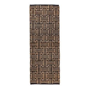 Čierny/v prírodnej farbe ručne tkaný behúň s prímesou juty 80x230 cm Meander Jute – Flair Rugs vyobraziť