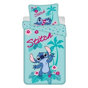 Modrá bavlnená detská obliečka na jednolôžko 140x200 cm Lilo a Stitch "Hawaii" – Jerry Fabrics vyobraziť