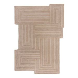 Béžový ručne tkaný vlnený koberec 120x170 cm Zen Rectangles – Flair Rugs vyobraziť