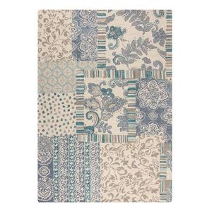 Modrý/béžový ručne tkaný vlnený koberec 120x170 cm Eloise Patchwork – Flair Rugs vyobraziť