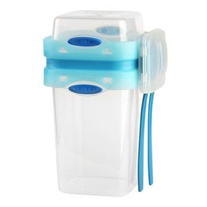 Modrá škatuľka na svačinu a obed s príborom, Vialli Design, 650ml+230m vyobraziť