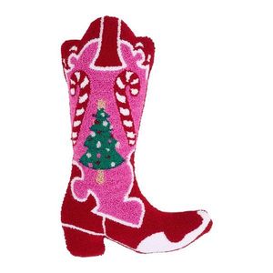 Dekoračný vankúš s vianočným motívom z materiálu buklé 48x35 cm Santa's Howdy Christmas Boot – Catherine Lansfield vyobraziť