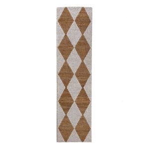Biely/v prírodnej farbe ručne tkaný behúň s prímesou juty 80x230 cm Effie Diamond – Flair Rugs vyobraziť