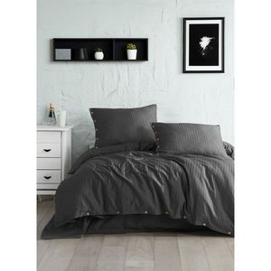Tmavosivé obliečky na jednolôžko z bavlny Renforcé 140x200 cm Como Striped – Mila Home Luxury vyobraziť
