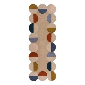 Béžový ručne tkaný vlnený behúň 80x230 cm Mia Scallop Frame – Flair Rugs vyobraziť