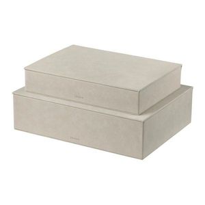 Béžové úložné boxy v súprave 2 ks s vekom/dekoratívne z umelej kože 40x30x11 cm Sahla – Blomus vyobraziť