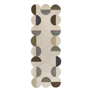 Sivobéžový ručne tkaný vlnený behúň 80x230 cm Mia Scallop Frame – Flair Rugs vyobraziť