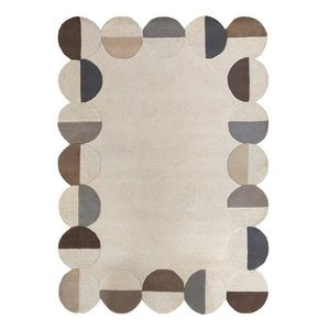 Sivobéžový ručne tkaný vlnený koberec 160x230 cm Mia Scallop Frame – Flair Rugs vyobraziť