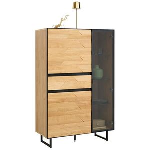 Linea Natura VYSOKÁ KOMODA, divoký dub, čierna, divoký dub, 95/148, 8/42 cm vyobraziť