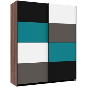 Carryhome SKRIŇA S POS. DVER. – HOR.VED, sivá, zelená, čierna, biela, farba duba, 170/210/61 cm vyobraziť