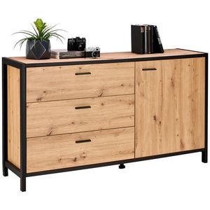 Carryhome ŠIROKÁ KOMODA, antracitová, farba duba, 146/83/40 cm vyobraziť