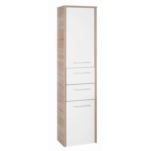 Xora VYSOKÁ SKRINKA, biela s vysokým leskom, farba duba, 40/160/33 cm vyobraziť