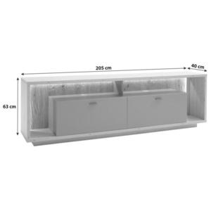 XXXL NÍZKA KOMODA, sivá, farba duba, 205/63/40 cm vyobraziť