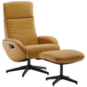 Livetastic RELAXAČNÉ KRESLO S PODNOŽKOU, textil, koža, žltá vyobraziť