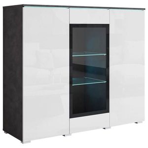 P & B VYSOKÁ KOMODA, antracitová, biela s vysokým leskom, 120/103, 3/39, 5 cm vyobraziť