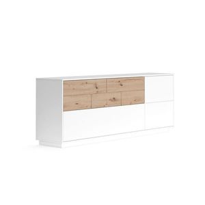 Carryhome ŠIROKÁ KOMODA, biela, dub artisan, 205/77/44 cm vyobraziť