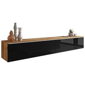 P & B NÍZKA KOMODA, dub wotan, čierna s vysokým leskom, 180/30/33 cm vyobraziť