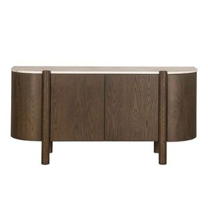 Komoda Bruna 173 cm z masivu dub mocha/mramor krémový vyobraziť