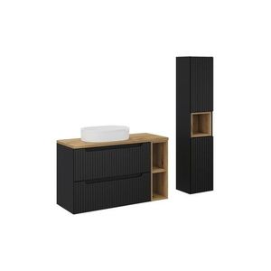 Koupelnová sestava Nova Black 100 cm se skříňkami a umyvadlem černá/dub evoke vyobraziť