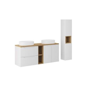 Koupelnová sestava Nova White se skříňkami a umyvadly 140 cm bílá/dub evoke vyobraziť