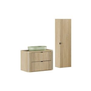 Koupelnová sestava Ovalia River s deskou, umyvadlem a skříňkami 80 cm dub Cremona vyobraziť