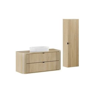 Koupelnová sestava Ovalia s deskou, umyvadlem a skříňkami 120 cm dub Cremona vyobraziť