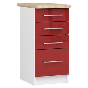 Kuchyňská skříňka Olivie S 40 cm 4S lesklá bílá/červená vyobraziť