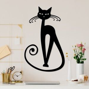 Nástěnná kovová dekorace Cat 6 černá vyobraziť
