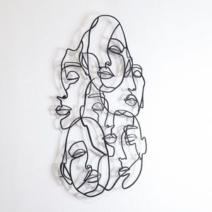 Nástěnná kovová dekorace Faces Line Art černá vyobraziť
