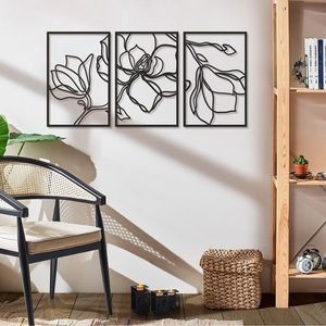 Nástěnná kovová dekorace Floral Line černá vyobraziť