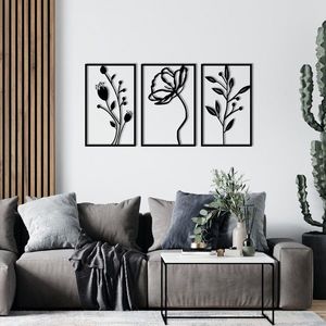 Nástěnná kovová dekorace Flowers černá vyobraziť