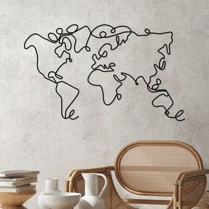 Nástěnná kovová dekorace World Map černá vyobraziť