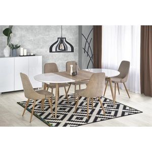 Oválny rozkladací jedálenský stôl Edward 120/200 cm biely/dub San remo vyobraziť