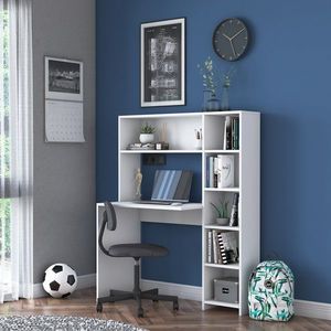 Psací stůl s regálem Hapos 113 cm bílý vyobraziť