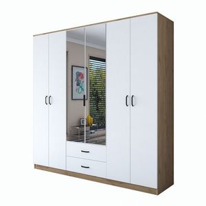 Šatní skříň BA 130 210 cm se zrcadlem ořech/bílá vyobraziť