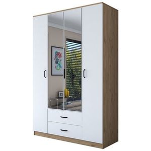 Šatní skříň BA 131 140 cm se zrcadlem ořech/bílá vyobraziť