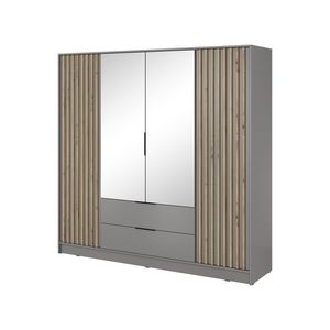 Šatní skříň Nelly 206 cm se zrcadlem šedá/dub artisan vyobraziť