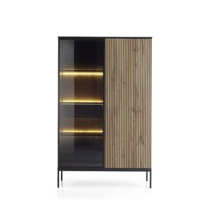 Vitrína Sento s LED osvětlením 104 cm dub wotan/černá vyobraziť