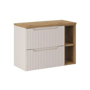 Závěsná skříňka pod umyvadlo Nova Cashmere s deskou 80 cm kašmírová/dub evoke vyobraziť