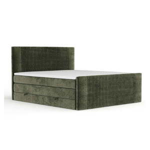 Tmavozelená boxspring posteľ s úložným priestorom 140x200 cm Bergamo – Maison de Rêve vyobraziť