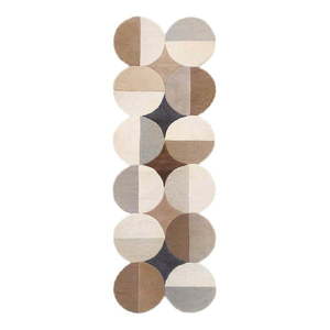 Sivobéžový ručne tkaný vlnený behúň 80x230 cm Mia Ellipse – Flair Rugs vyobraziť
