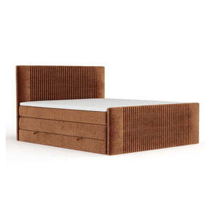 Oranžová boxspring posteľ s úložným priestorom 200x200 cm Bergamo – Maison de Rêve vyobraziť