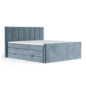 Modrá boxspring posteľ s úložným priestorom 180x200 cm Ava – Maison de Rêve vyobraziť